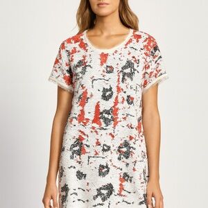 Sachin And Babi Mini Sequin Dress Women’s Size 4 Ivory Red Silver Party Event